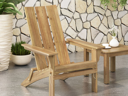 Outdoor Foldable Adirondack Chair With Slat Back - Natural
