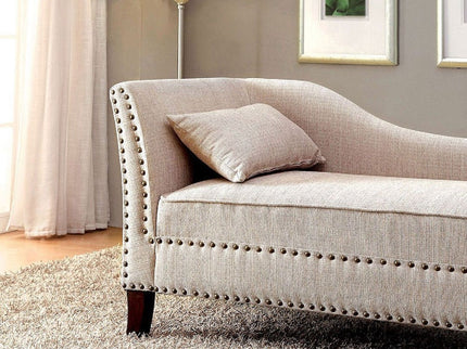 Chaise With Nailhead Trim And Plush Pillow