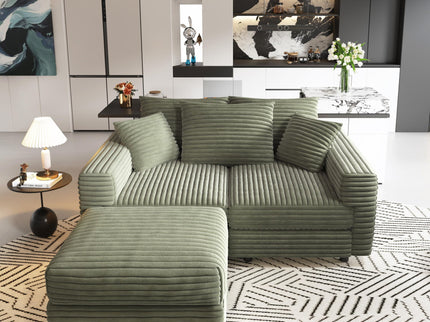 Convertible Deep Seat Sofa With Soft Pillows And Ottomans