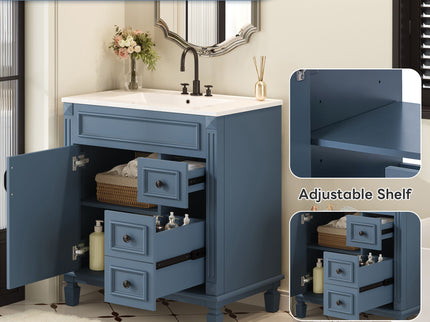 Bathroom Vanity With Sink, Cabinet With 2 Drawers And Adjustable Shelf