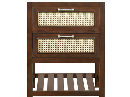 Modern Bathroom Vanity With Integrated Sink, Cabinet With 1 Deep Drawer And 1 Tip-Out Drawer