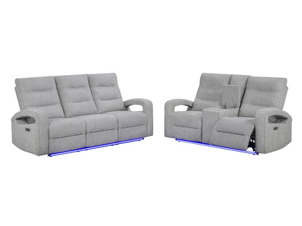 Isolde - Power Reclining Sofa, LED Lighting - Gray