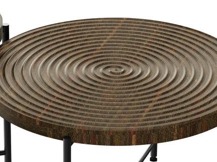 Coffee And End Table Set Waterproof Cover, Distressed Cylindrical Design, Legs Classic Rustic Charm (Set of 2)