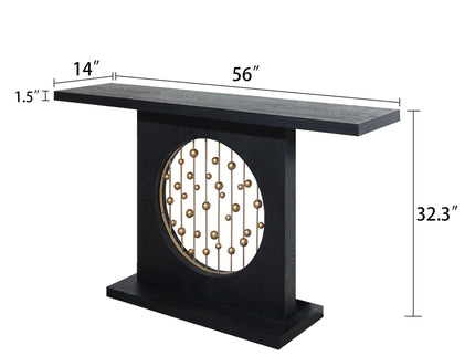 Console Table With Circular Art Decor For Living Room - Multi
