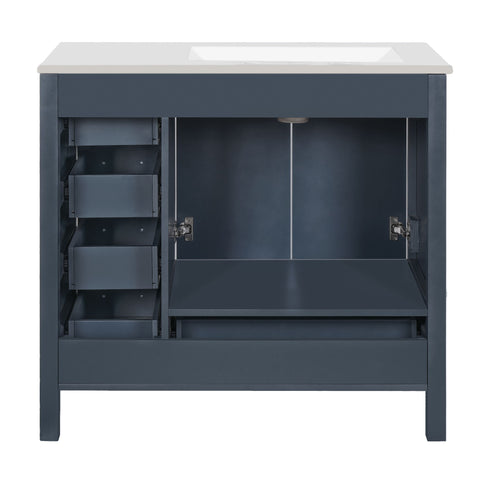 Bathroom Vanity With Sink Combo, 2 Soft Close Doors And 5 Drawers