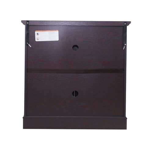 Modern Sideboard With Tempered Glass Doors - Ox Blood Red