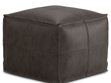Sheffield - Square Pouf - Distressed Dark Brown