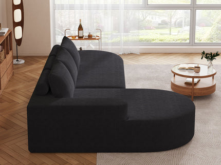 Modern Curved Sofa, L-Shaped Modular Sectional Set With 3 Pillows