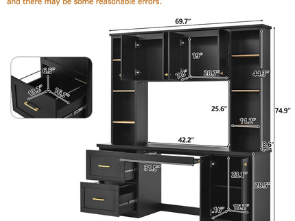 Computer Desk With Hutch, Workstation With Desk Grommet & Keyboard Tray