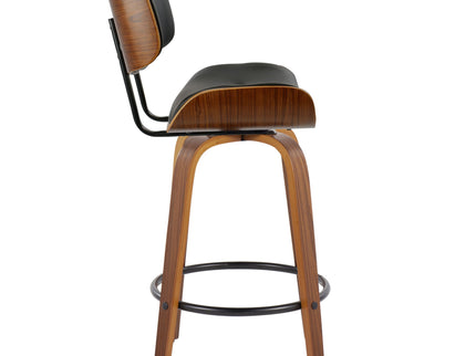 Lombardi - Mid-Century Modern Fixed Height Counter Stool With Swivel With Round Footrest (Set of 2)