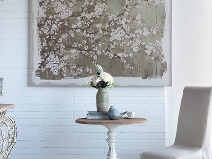 Large Cherry Blossom Canvas Art Print, Home Decor Accent Piece - Gray / White Matte