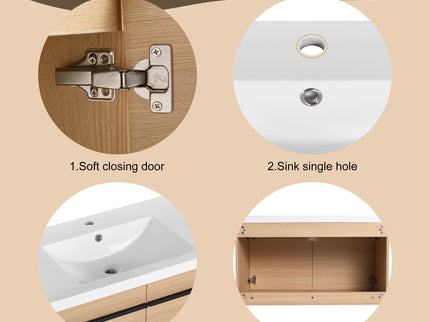 Bathroom Vanity Set With Resin Countertop Sink, 2 Doors