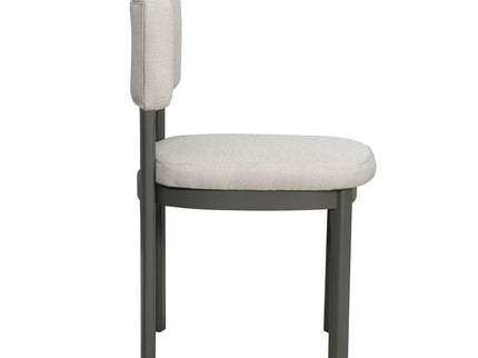 Dining Table Set With 6 Upholstered Chairs, Rectangular Table With Cutout Legs