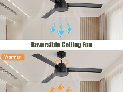 52" Ceiling Fan With Remote Control, 6 Speed Reversible DC Motor, 3 Blades