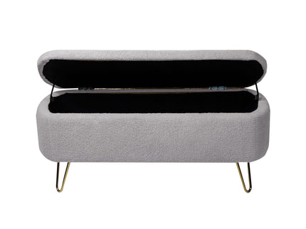 Storage Ottoman Bench For End Of Bed Legs, Modern Camel Faux Fur Entryway Bench Upholstered Padded With Storage For Living Room Bedroom