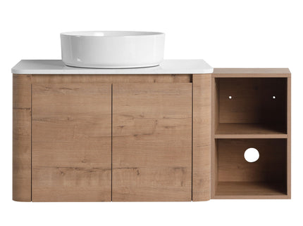Wall Mounted Bathroom Vanity With Art Sink, 1 Storage Shelf, 2 Soft Close Doors