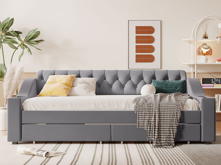 Upholstered Daybed With Storage Armrests And USB Port