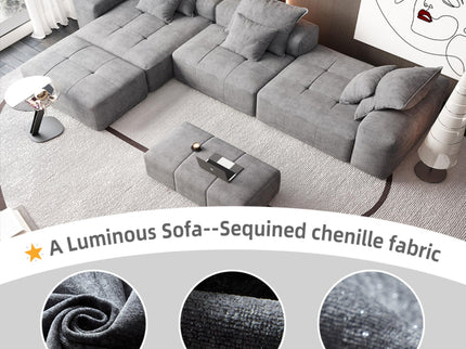 Modern Oversized, Modular Sectional Sofa With Pillows