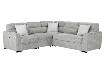 Emiliano - Sectional Sofa With 3 Pillows - Nickel