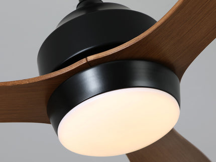 Ceiling Fan With Lights Quiet DC Motor 3 Blade Ceiling Fans 6 Speed Levels, Reversible Ceiling Fan - Matte Black / Wood