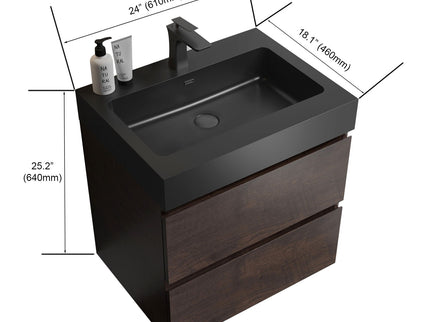 Alice - Bathroom Vanity Wall Mounted With Sink, Large Storage Floating Bathroom Vanity For Modern Bathroom, One-Piece Sink Basin Without Drain And Faucet