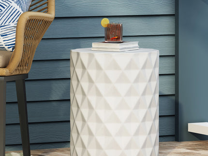 Outdoor Lightweight Concrete, Side Table - Antique White