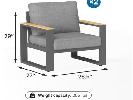 All-Weather Patio Armchairs With Thick Cushions (Set of 2)