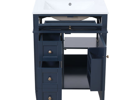 Bathroom Vanity With Top Sink, Storage Cabinet With 2 Drawers And Tip-Out Drawer