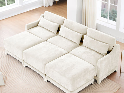 Stylish Sofa With Ottoman And Lumbar Pillows, Ergonomic Design