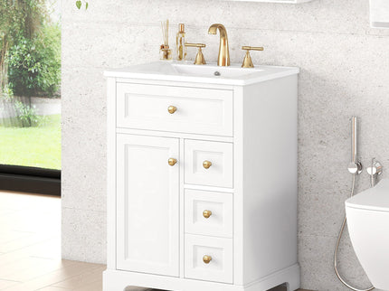 Modern Bathroom Vanity With Sink, 3 Drawers & Cabinet With 2 Tier Door Storage