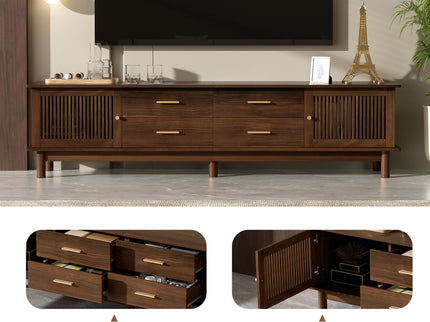 TV Stand For 85" TVs, 4 Smooth Glide Drawers - Walnut