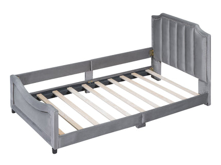 Upholstered Daybed With Classic Stripe Shaped Headboard