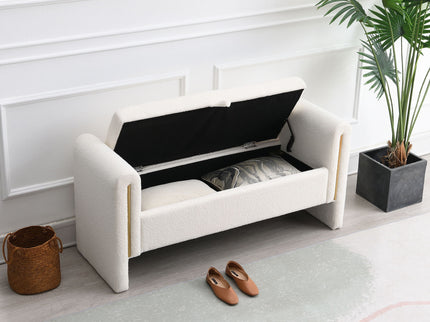 Modern Teddy Upholstered Large Bed End Bench With Arms And Storage