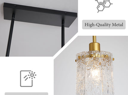 Chandelier 5 Light, Fixture Over Table - Black / Gold