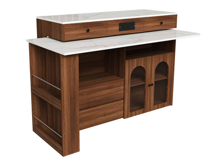 Kitchen Island With Extendable & Rotating Table