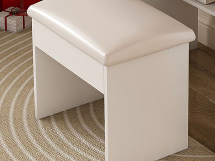 LED Vanity Mirror With Stool, 2 Drawers & 5 Storage Cabinets, Adjustable Lighting Mdf Dressing Table For Bedroom - White