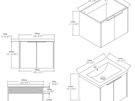 Floating Bathroom Vanity Cabinet With Soft Close Double Doors, Spacious Interior Storage, Wall Mounted, Cabinet Only