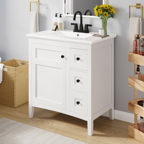 Modern Bathroom Vanity With Sink, 3 Drawer Storage Cabinet