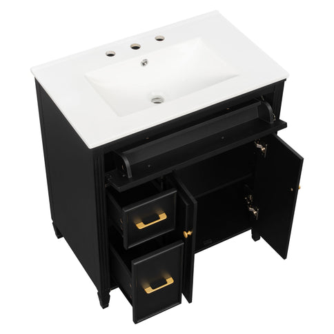 Freestanding Bathroom Vanity With Sink, Soft Close Door, Tip Out Drawer