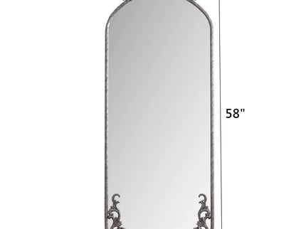 Full Body Arched Mirror With Vintage Carved Applique