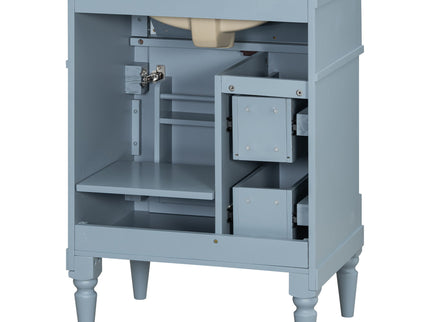 Freestanding Bathroom Vanity With Sink, Adjustable Shelf & Flip Drawer