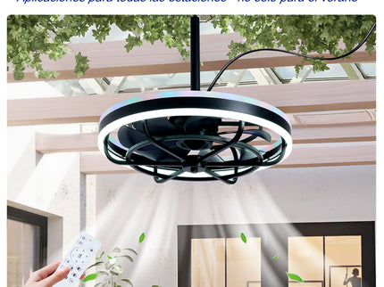 Ceiling Fan Light LED Light Source And Remote Control, 3000 - 6500K Dimmable LED Fan Light, 6 Speeds, For Living Room - Matte Black