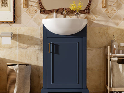 Bathroom Vanity With Bulged Sink, Cabinet, Soft-Close Door, Freestanding Single Unit