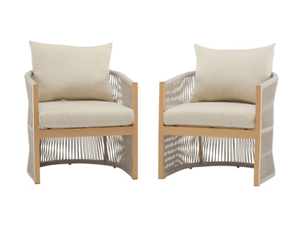 Modern Curved Aluminum Lounge Chair With Stylish Rope Weave Design And Cushioned Comfort For Outdoor