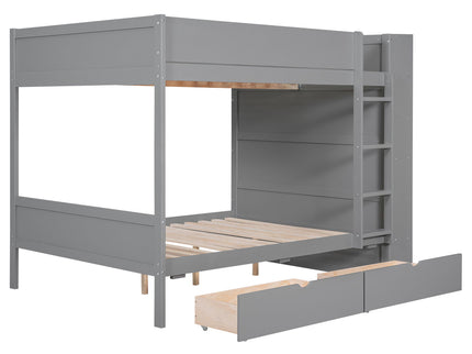 Bunk Bed With 2 Drawers And Multi Layer Cabinet
