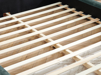 Modern Upholstered Bed Frame With Thick Fabric And Headboard