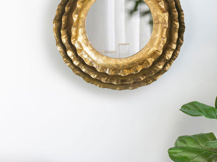 Round Wall Mirror With Metal Frame, Mid Century Modern Accent Mirror For Living Room - Gold
