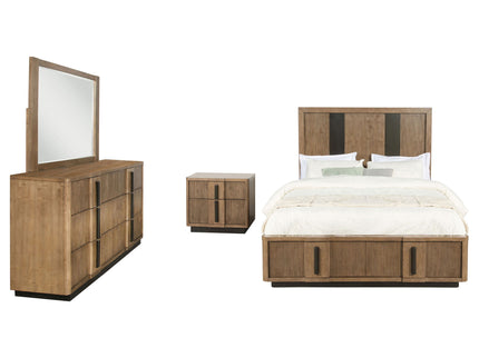 Moraga - 4 Piece Queen Bedroom Set With Fluted Headboard - Ash Brown