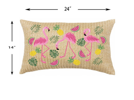 Summer Outdoor Lumbar Flamingo Pillows - Multi