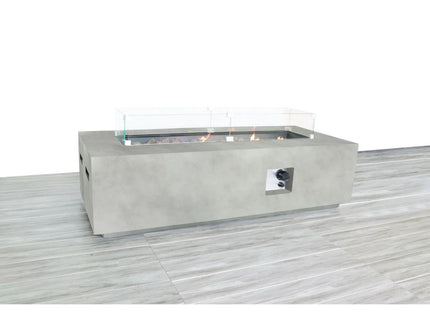 Rectangular Propane Fire Pit Table With Fiber Reinforcement And Adjustable Flame Control - Gray